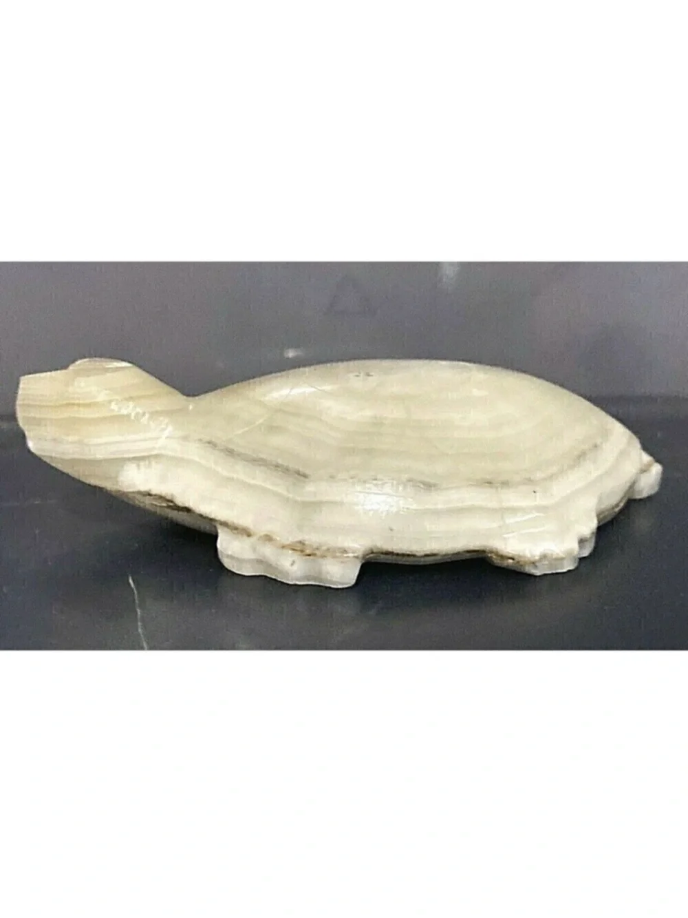 Onyx? Marble? Turtle Paperweight Figurine Carved Sea Tortoise Cream Vintage